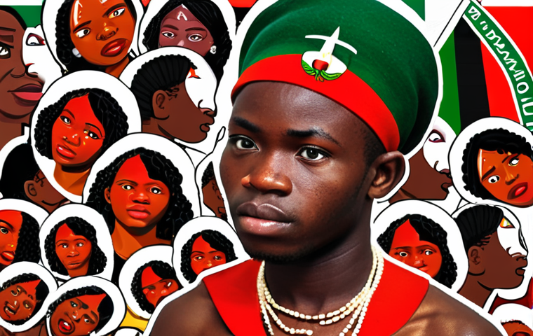 **Prompt:** A vibrant digital collage representing Igbo youth using social media to discuss the Biafran War. Include elements like hashtags (#BiafraRemembrance), stylized portraits of young people, map fragments of Biafra, and glowing smartphone screens. The overall tone should be reflective and hopeful, emphasizing connection and remembrance. Style: Digital art, vibrant colors, slightly abstract.