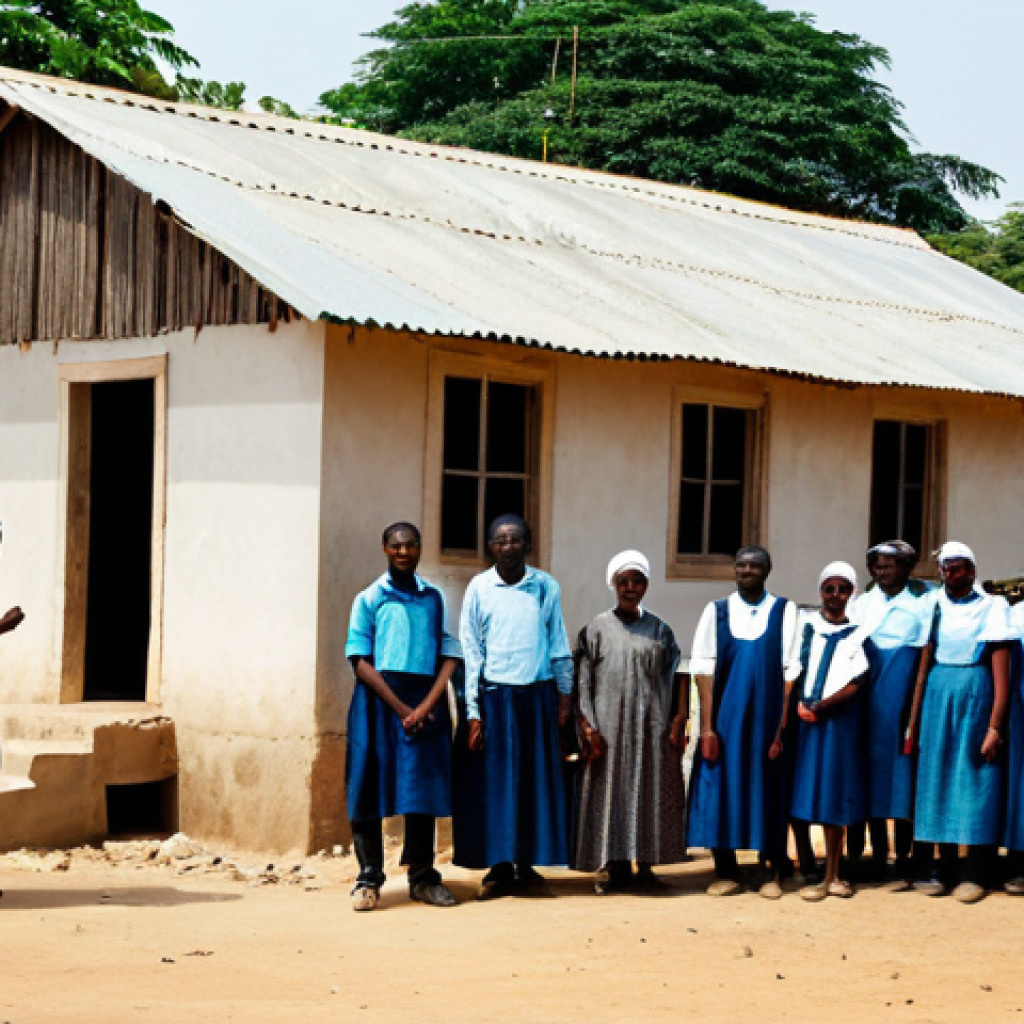 비아프라 전쟁의 교훈 - **Title:** "Rebuilding Community"
    **Prompt:** "A group of Nigerian people, fully clothed in mode...