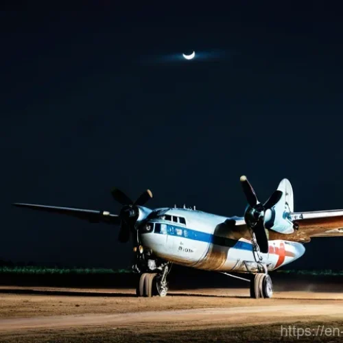 비아프라 독립운동 지지 국가 - Humanitarian Airlift in the Night Sky**

"A dramatic, cinematic shot of an old, propeller-driven car...
