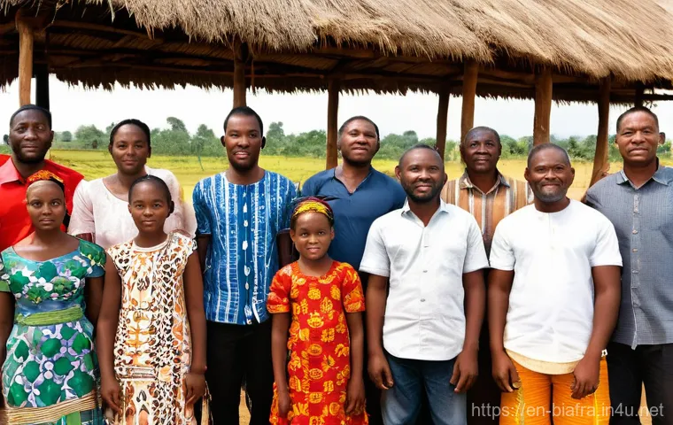 비아프라 전쟁의 인류학적 연구 - **Prompt 1: Forging Identity in Unity**
    "A vibrant group photograph of diverse Igbo people—men, ...