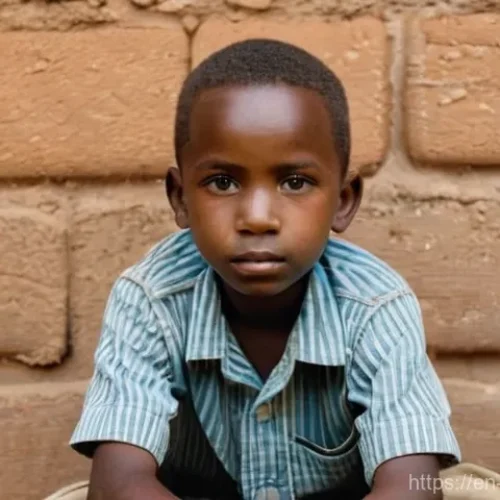 비아프라 전쟁 관련 책 추천 - **A Child's Resilient Gaze:** A young African child, around 7-9 years old, with deep, thoughtful eye...