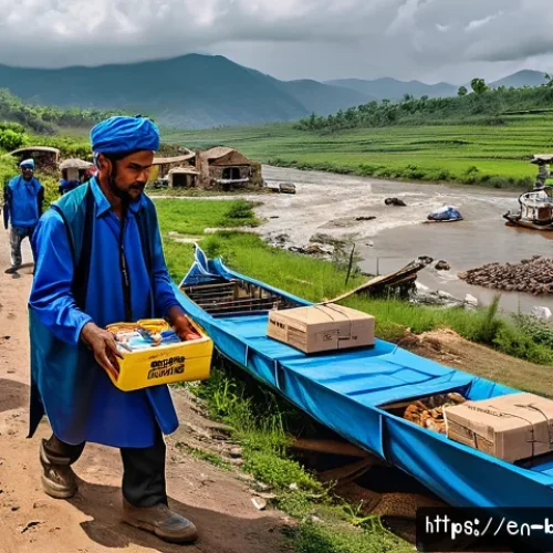 비아프라 전쟁과 국제 원조 단체 - A detailed scene of humanitarian aid workers in a remote, war-torn village delivering food and medic...